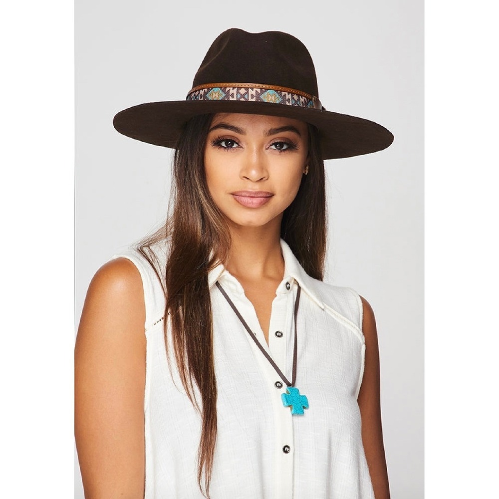 Stampede Hats Lucy Wool Felt Cowgirl Hat Brown Leather Band F-2072 MED/LRG New‎